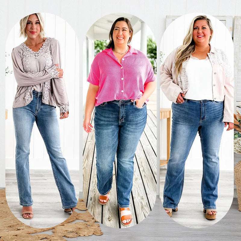 Curvelle™ – High-Stretch Tummy Control Bootcut Jeans + 50% OFF