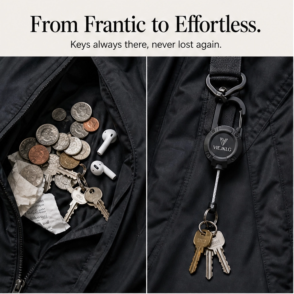 Anchorit™ – Heavy-Duty Retractable Keychain with Steel-Core Cord &amp; Carabiner + 50% OFF