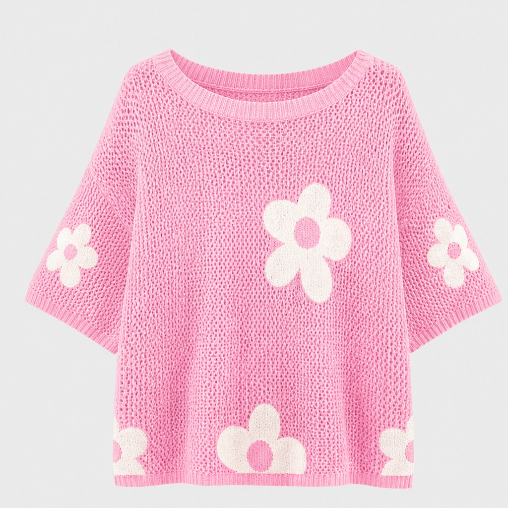 Sundael™ – Oversized Floral Crochet Knit Top + 50% OFF