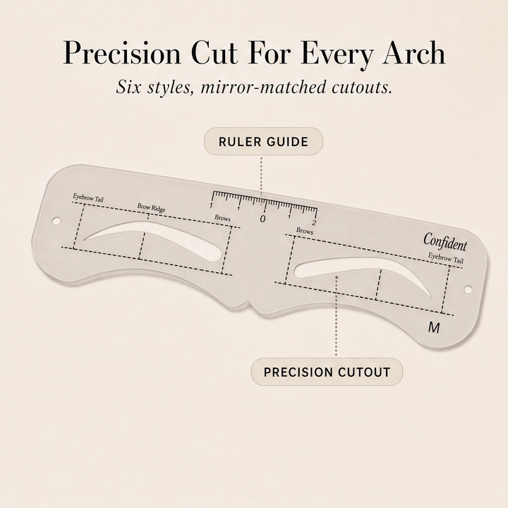 Finesse™ – 12-Shape Eyebrow Stencil Kit with Adjustable Strap &amp; Ruler + 1+1 FREE