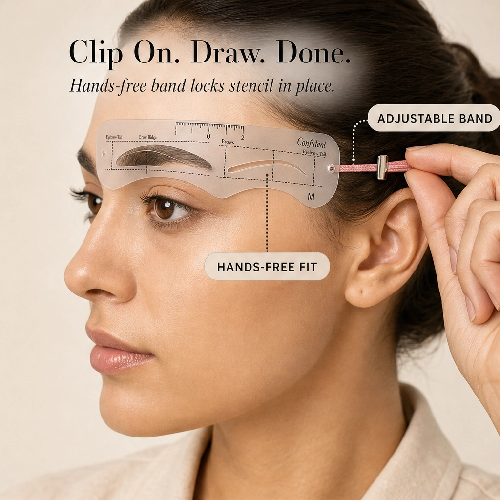 Finesse™ – 12-Shape Eyebrow Stencil Kit with Adjustable Strap &amp; Ruler + 1+1 FREE