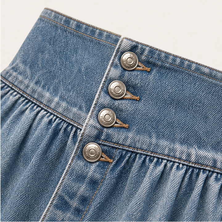 Willowdrift™ – High-Waisted Tiered A-Line Boho Denim Maxi Skirt + 50% OFF