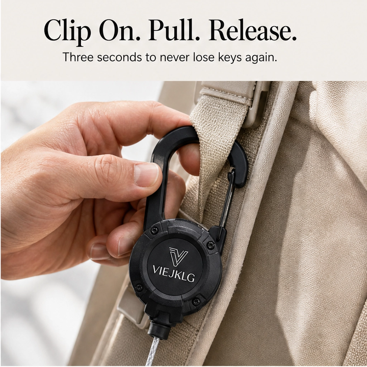 Anchorit™ – Heavy-Duty Retractable Keychain with Steel-Core Cord &amp; Carabiner + 50% OFF