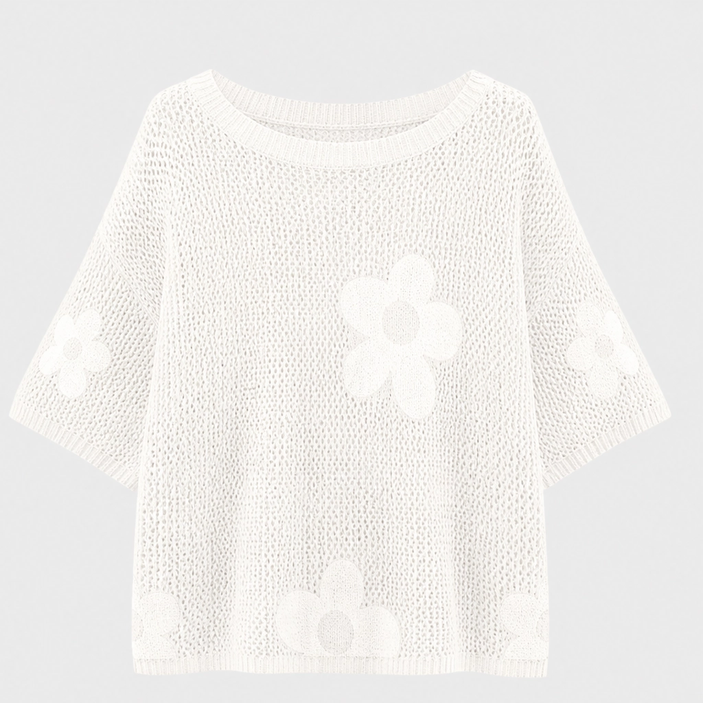 Sundael™ – Oversized Floral Crochet Knit Top + 50% OFF