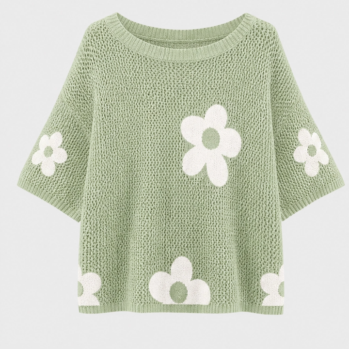 Sundael™ – Oversized Floral Crochet Knit Top + 50% OFF