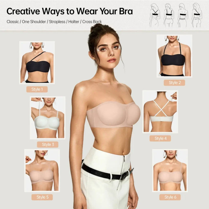 Bareli™ – Invisible Push-Up Strapless Bandeau Bra with Anti-Slip Grip + 50% OFF