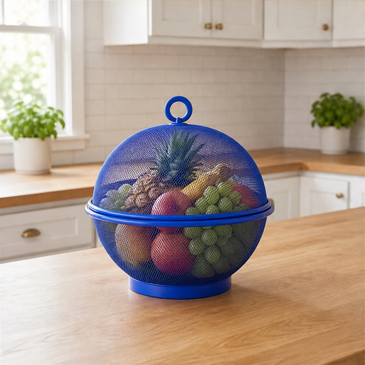 Larder™ – Breathable Mesh Fruit Basket with Dome Lid &amp; Built-In Colander + 50% OFF