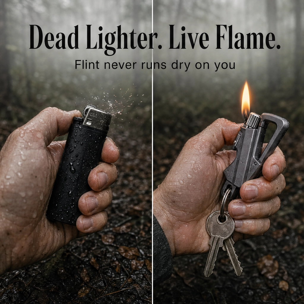 Anvil™ – Stormproof Permanent Match Keychain – Waterproof Flint Lighter with Bottle Opener &amp; Carabiner + 50% OFF