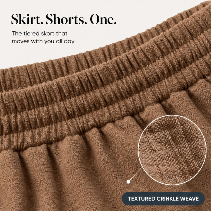 Swayla – High-Waist Drawstring Tiered Skort with Built-In Shorts &amp; Pockets + 50% OFF