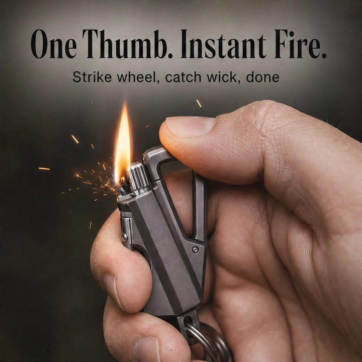 Anvil™ – Stormproof Permanent Match Keychain – Waterproof Flint Lighter with Bottle Opener &amp; Carabiner + 50% OFF