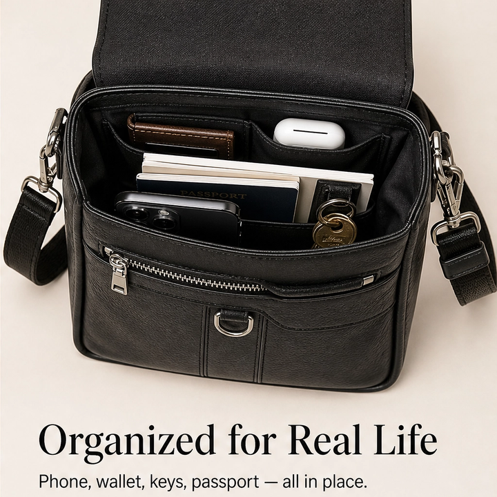 Ashford™ – Vintage Leather Crossbody Bag with Quick-Access Pockets + 50% OFF