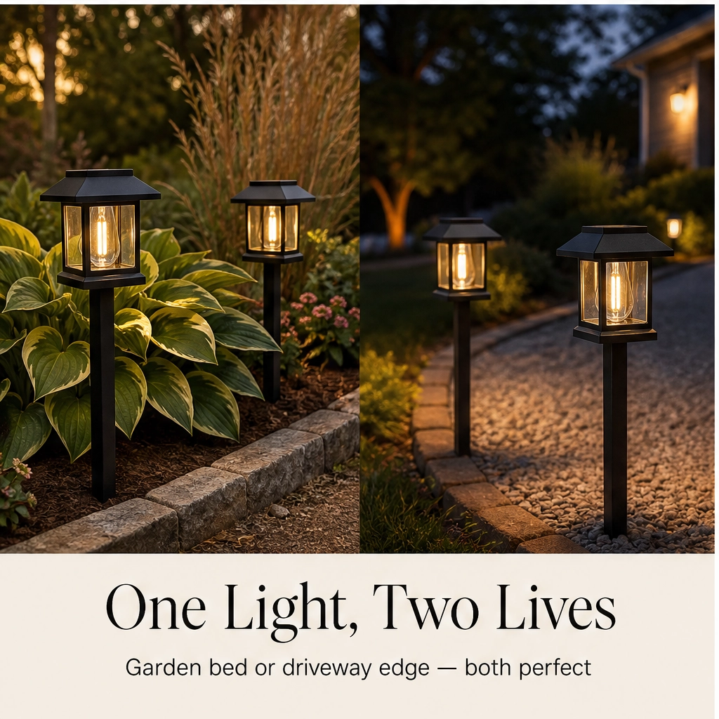 Lanthorne™ – Solar-Powered Vintage Lantern Pathway Light, Warm-Glow Filament Bulb, Weatherproof Garden Stake + 50% OFF