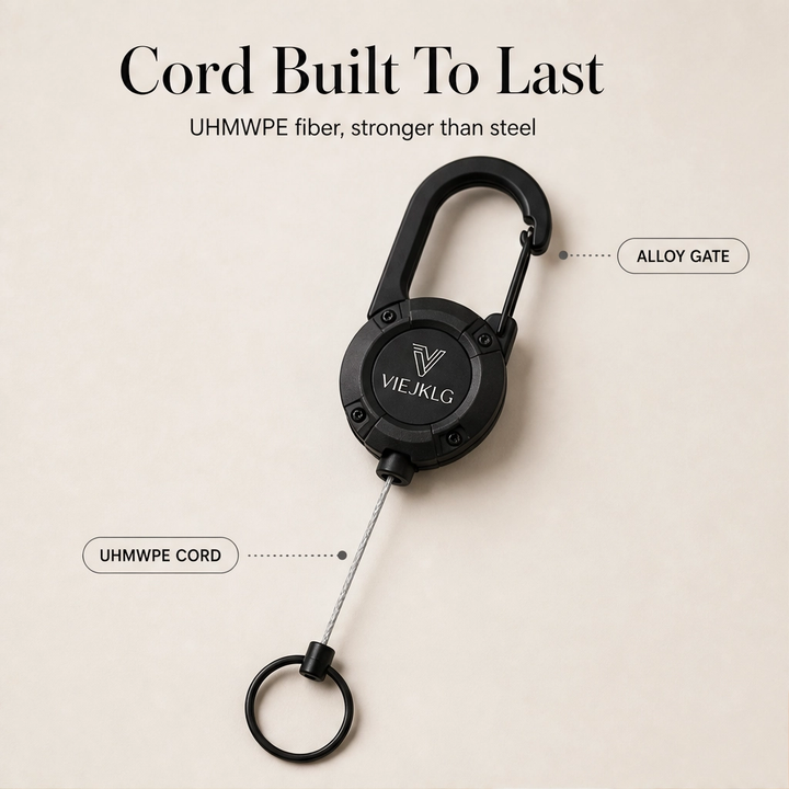 Anchorit™ – Heavy-Duty Retractable Keychain with Steel-Core Cord &amp; Carabiner + 50% OFF