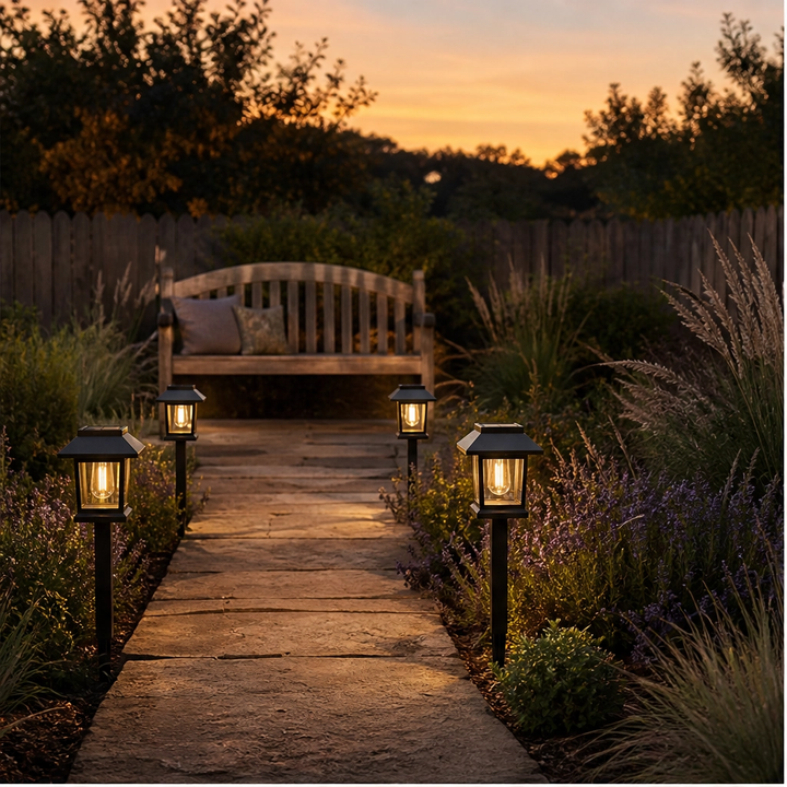 Lanthorne™ – Solar-Powered Vintage Lantern Pathway Light, Warm-Glow Filament Bulb, Weatherproof Garden Stake + 50% OFF