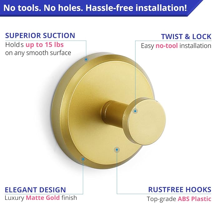 The Twist &amp; Lock Suction Hook - Hang Anything, Damage - 1+1 FREE