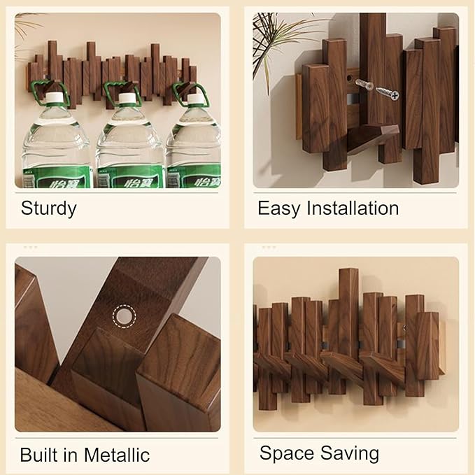 The AuraCoat Piano Rack - Wall-Mounted Wooden Coat Rack with Piano Key Style Design + 50% OFF