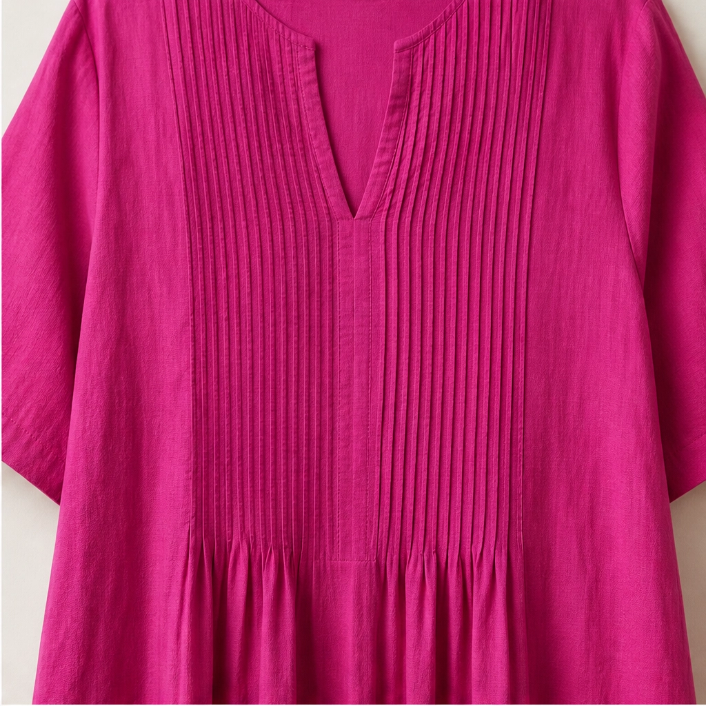 Lindelle™ – Pleated V-Neck Flowy Maxi Dress with Pockets + 50% OFF