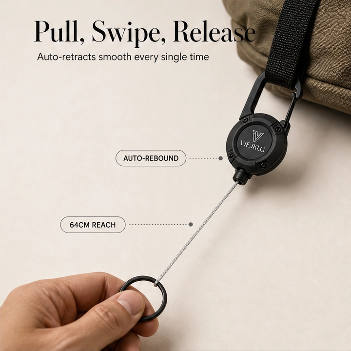 Anchorit™ – Heavy-Duty Retractable Keychain with Steel-Core Cord &amp; Carabiner + 50% OFF