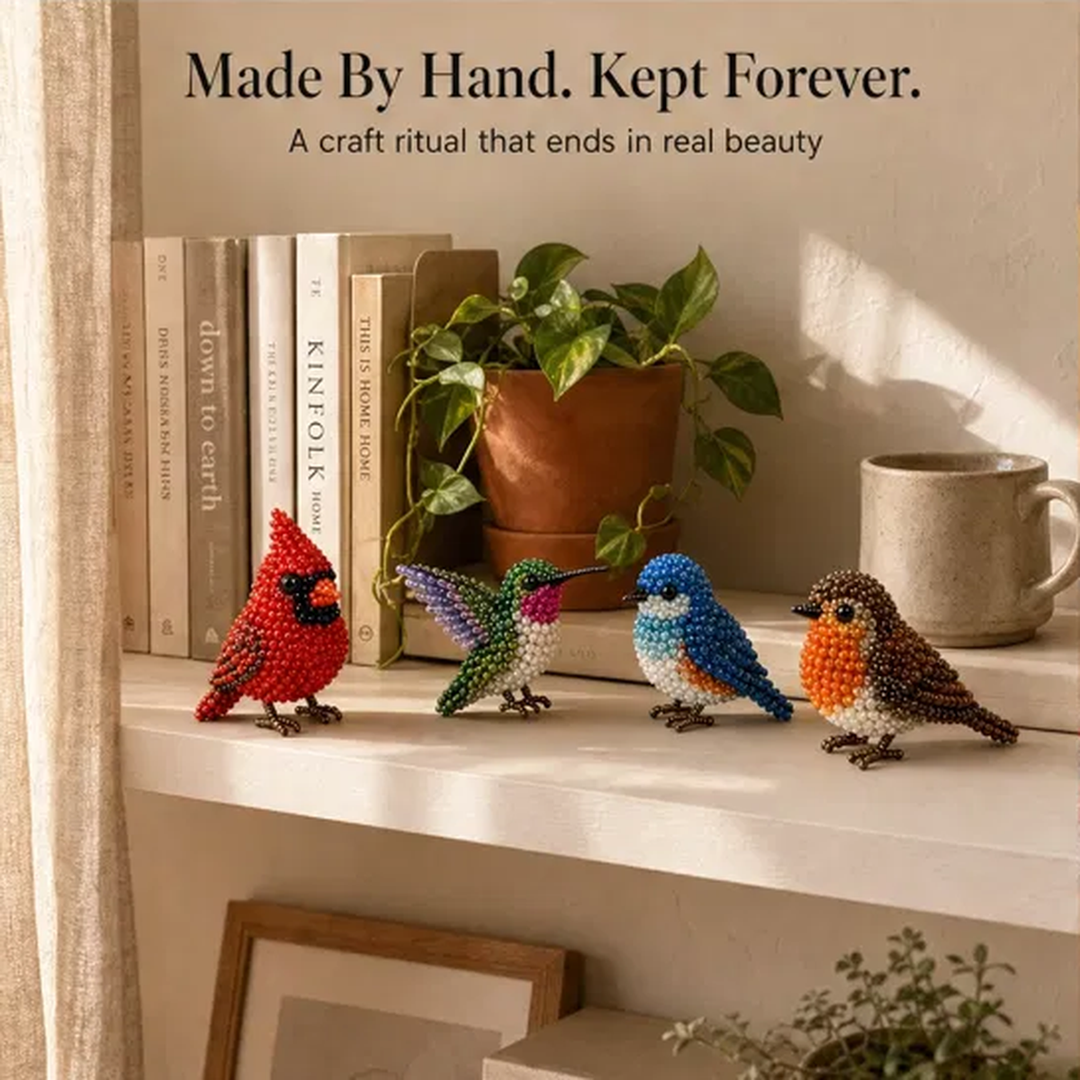 Perchcraft™ – 3D Beaded Bird DIY Kit | 4-Piece Beginner-Friendly Craft Set + 50% OFF