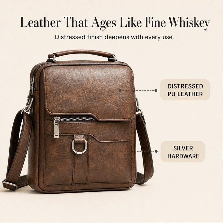 Ashford™ – Vintage Leather Crossbody Bag with Quick-Access Pockets + 50% OFF