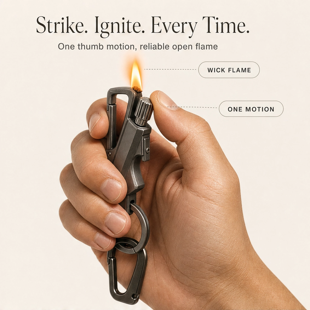Anvil™ – Stormproof Permanent Match Keychain – Waterproof Flint Lighter with Bottle Opener &amp; Carabiner + 50% OFF