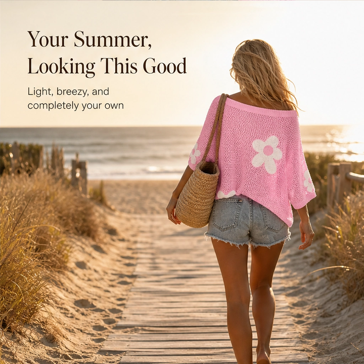 Sundael™ – Oversized Floral Crochet Knit Top + 50% OFF