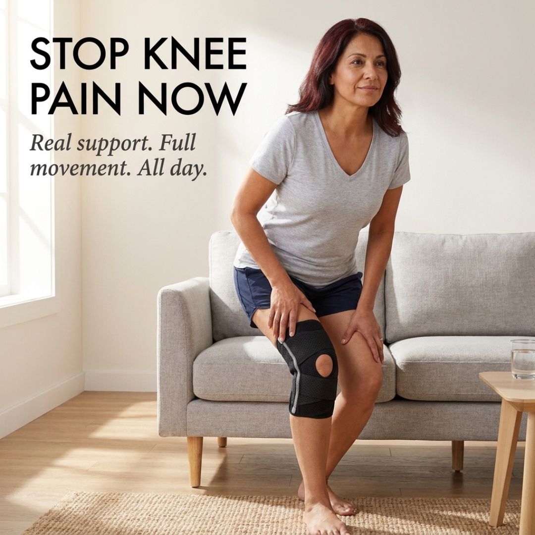 FlexAnchor™ – Open-Patella Knee Brace with V-Strap Support &amp; Spring Stabilizers + 50% OFF