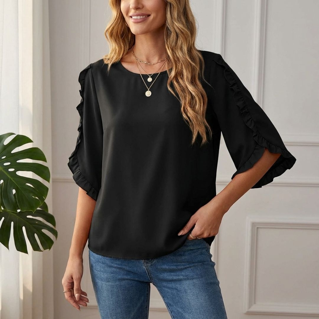 Fleurette™ – Ruffle Sleeve 3/4 Blouse for Women | Relaxed Fit | + 50% OFF