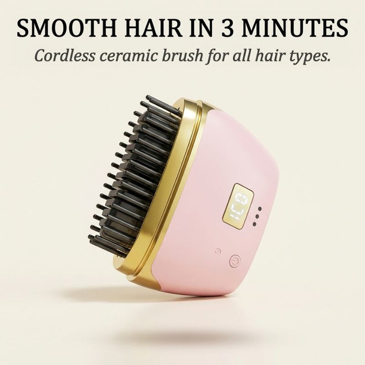 Velura™ – Cordless Hair Straightener Brush with Negative Ions &amp; MCH Ceramic Heat + 50% OFF