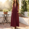 Velune™ – Ruffle Halter Deep V Maxi Dress with Pockets + 50% OFF
