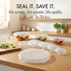 FreshLock™ – Airtight Stretch Silicone Food Cover Lids Set (6 Sizes, BPA-Free) + 50% OFF