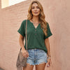 Hemwick™ – Button V-Neck Short Sleeve Women's Top + 50% OFF