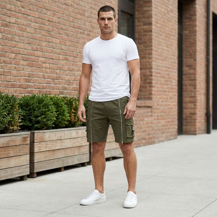 Rivet™ – Zipper Accent Multi-Pocket Tactical Cargo Shorts + 50% OFF