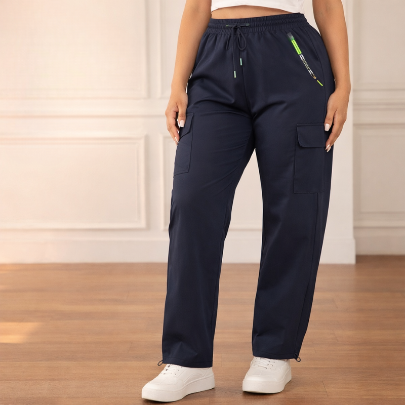 Drifthem™ – Lightweight Cargo Pants with Zipper Pocket, Drawstring Waist, Wide-Leg Fit – 2-Pack Women&
