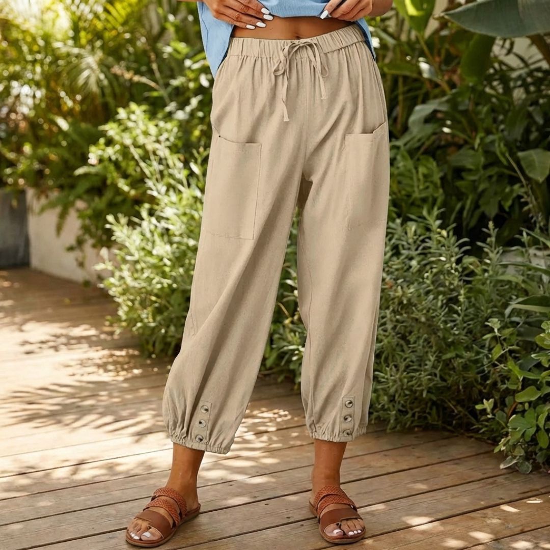 Breezewick™ – Soft Cotton-Linen Wide Leg Capri Pants for Women + 50% OFF