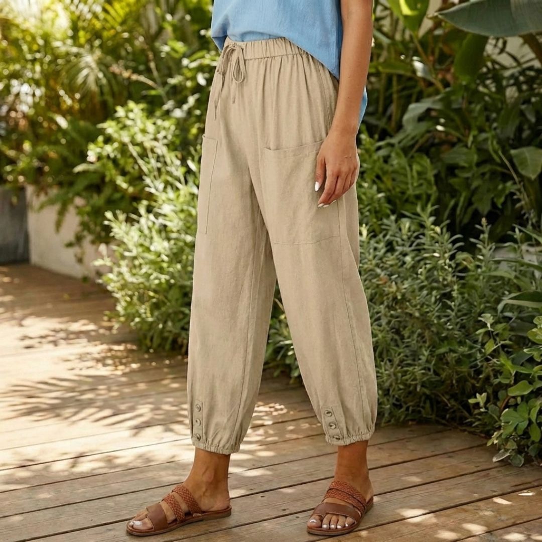 Breezewick™ – Soft Cotton-Linen Wide Leg Capri Pants for Women + 50% OFF