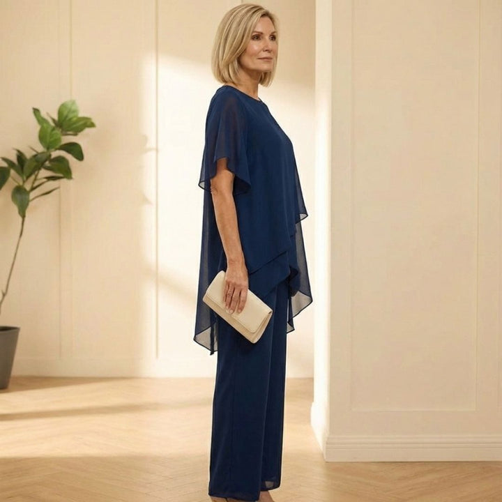 Drapesse™ – Asymmetric Layered Chiffon Top &amp; Wide Leg Pants Set + 50% OFF