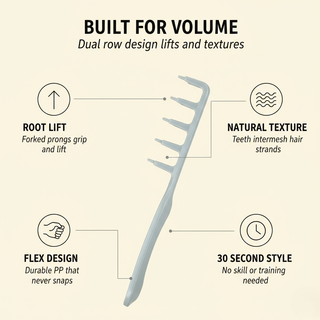 The AuraVolume Comb - Wide-Toothed Fluffy Texture &amp; Volumizing Boot Lift + 50% OFF