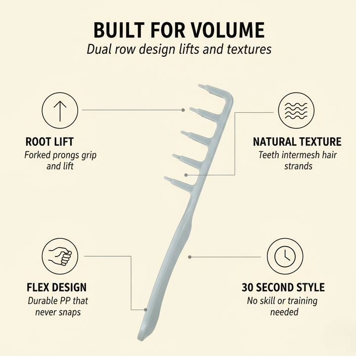 The AuraVolume Comb - Wide-Toothed Fluffy Texture &amp; Volumizing Boot Lift + 50% OFF