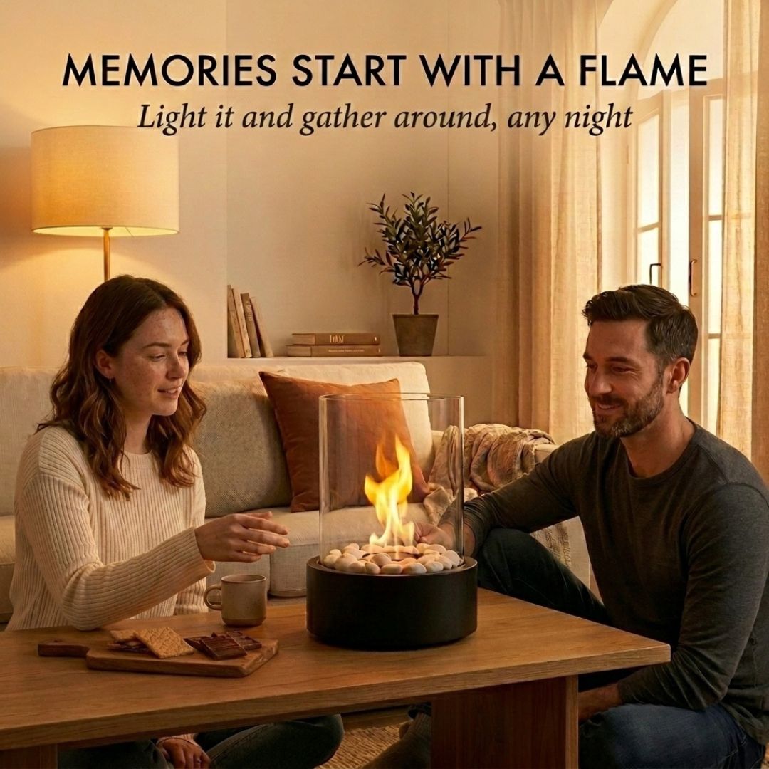 Emberly™ – Smokeless Glass Tabletop Fire Pit for Indoor &amp; Outdoor Ambiance + 50% OFF