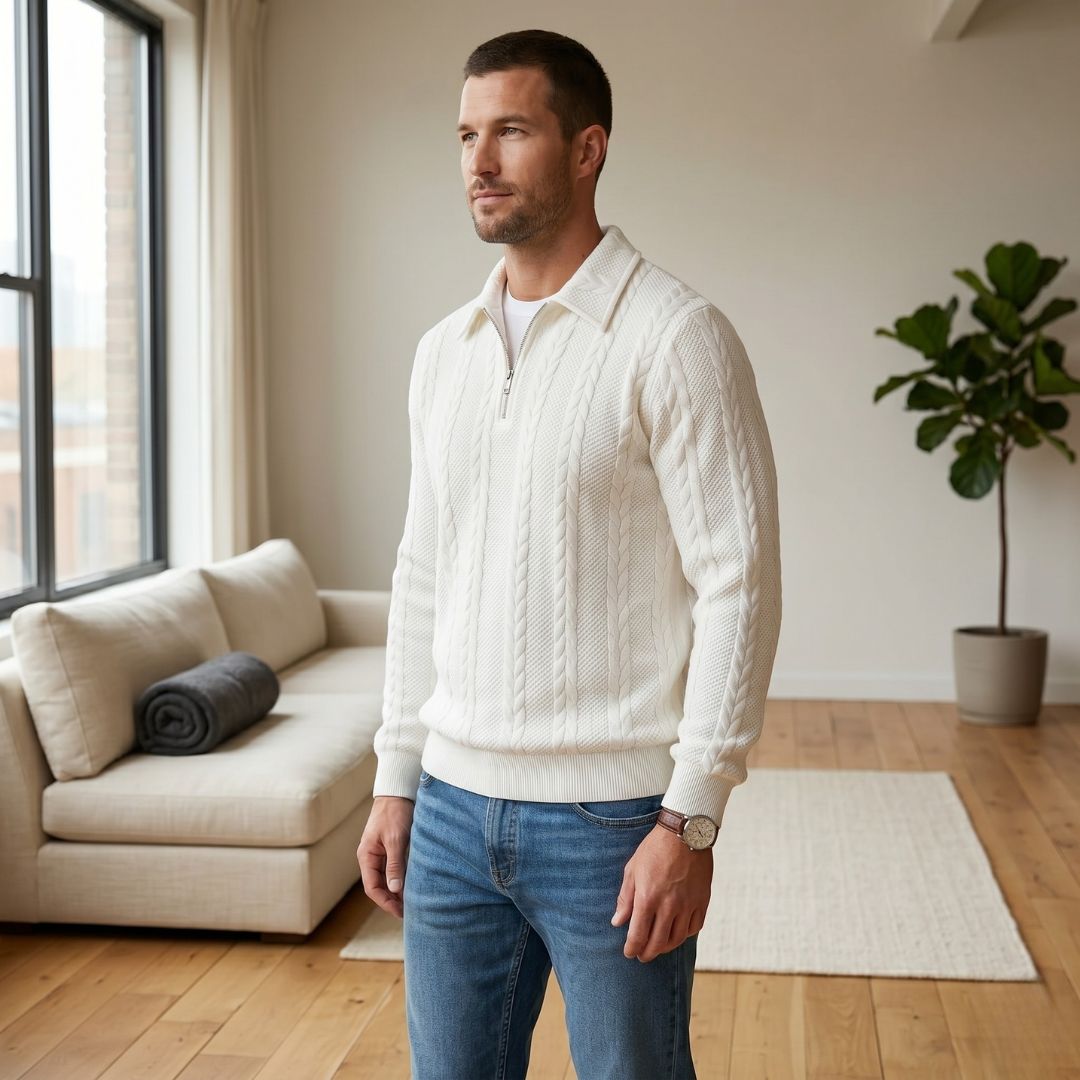 Braidwell™ – Cable-Knit Half-Zip Men&
