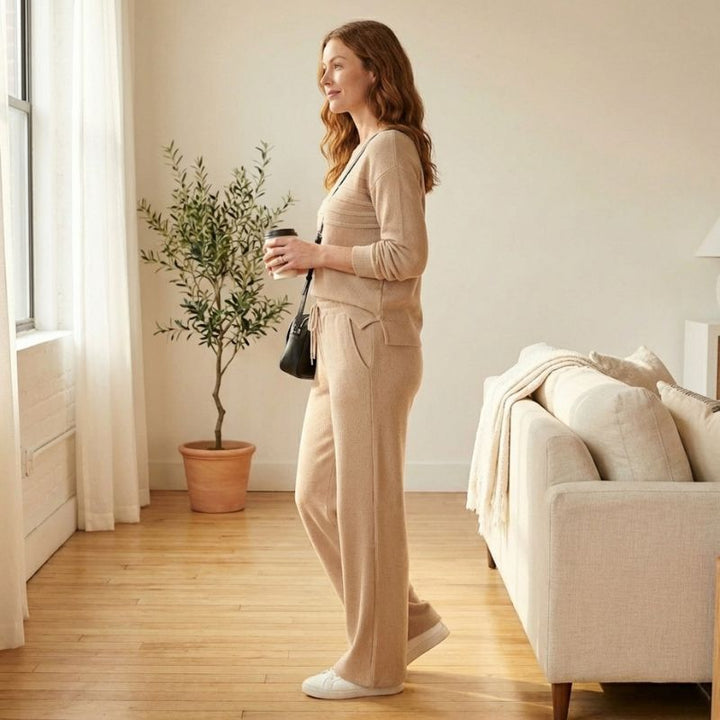 Flarell™ – Ribbed Stripe Crewneck &amp; Wide-Leg Pants Women&