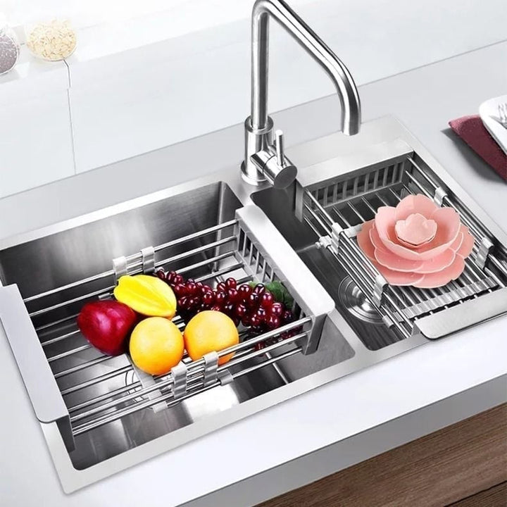 Basinwell™ – Expandable Stainless Steel Over-Sink Dish Drainer &amp; Produce Rack + 50% OFF
