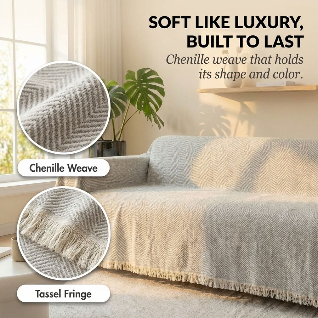 Nestwell™ – Scratch-Resistant Chenille Sofa Blanket &amp; Washable Couch Cover + 50% OFF