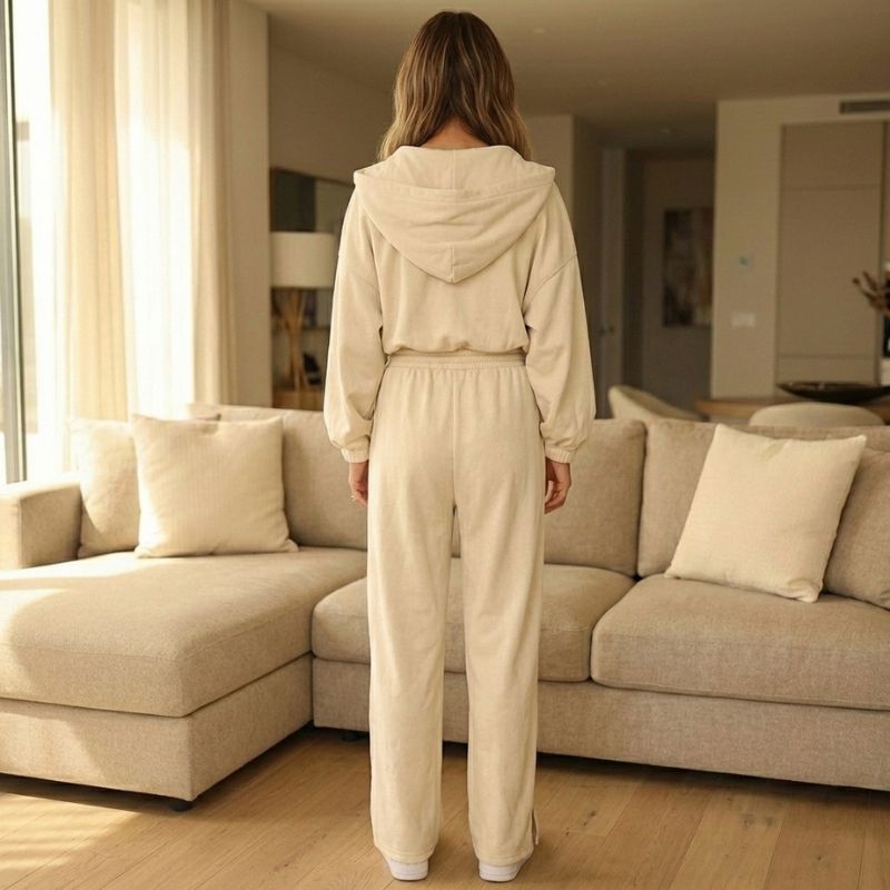 Easwick™ – Zip-Up Cropped Hoodie &amp; Wide-Leg Pants Women&