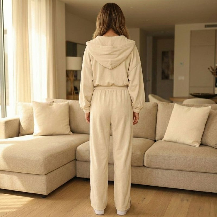 Easwick™ – Zip-Up Cropped Hoodie &amp; Wide-Leg Pants Women&