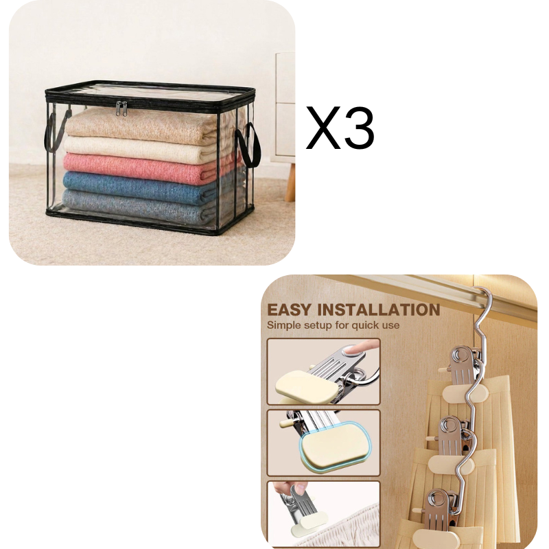ClearNest™ – Heavy-Duty Clear Stackable Storage Bag for Clothes &amp; Moving + 50% OFF