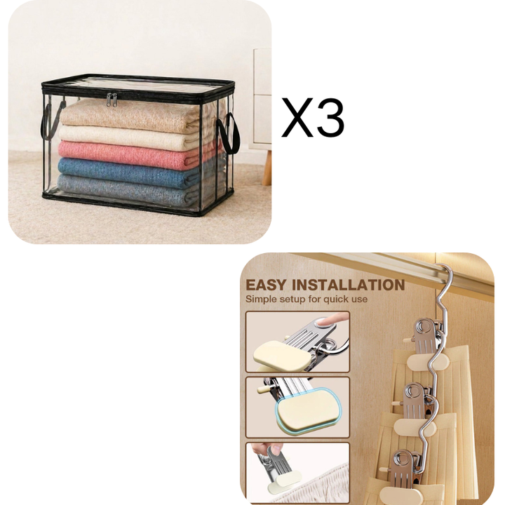 ClearNest™ – Heavy-Duty Clear Stackable Storage Bag for Clothes &amp; Moving + 50% OFF