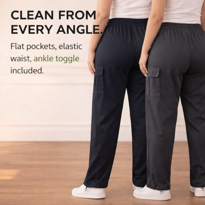 Drifthem™ – Lightweight Cargo Pants with Zipper Pocket, Drawstring Waist, Wide-Leg Fit – 2-Pack Women&