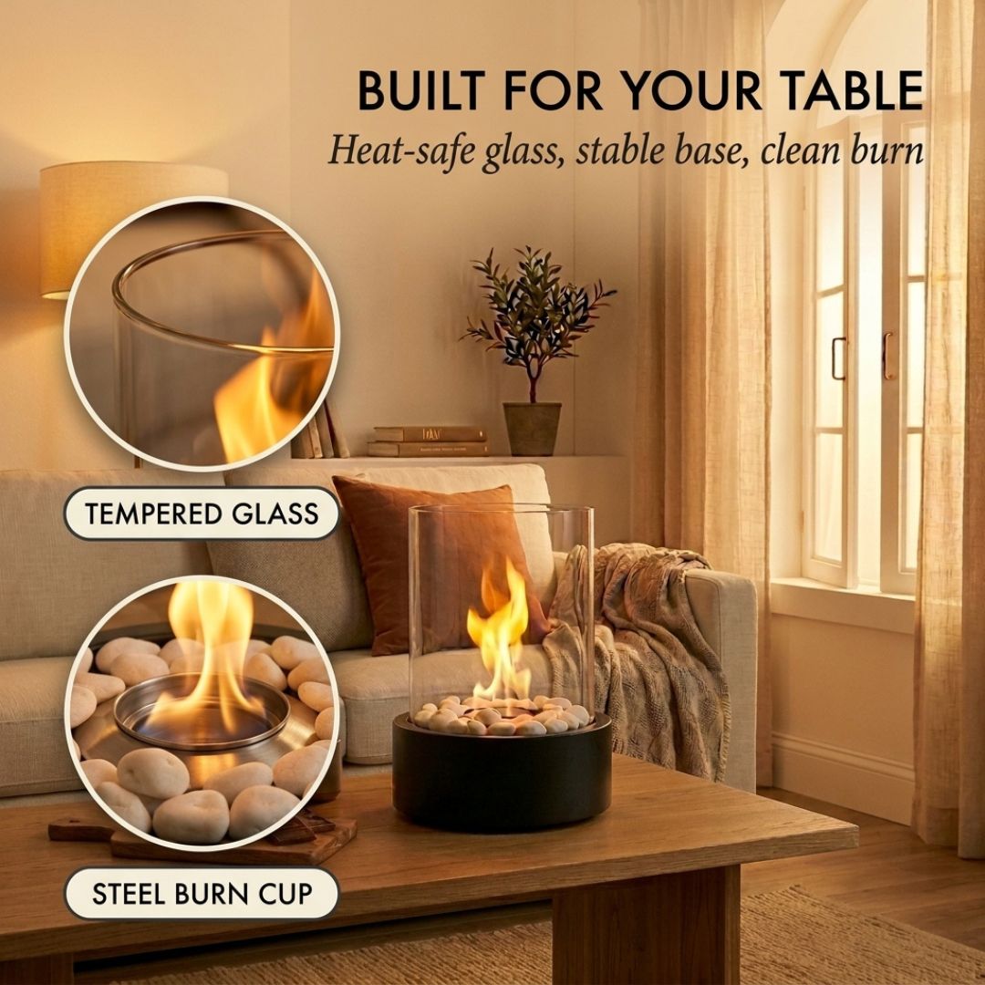 Hearthen™ – Smokeless Glass Tabletop Fire Pit for Indoor &amp; Outdoor Use + 50% OFF